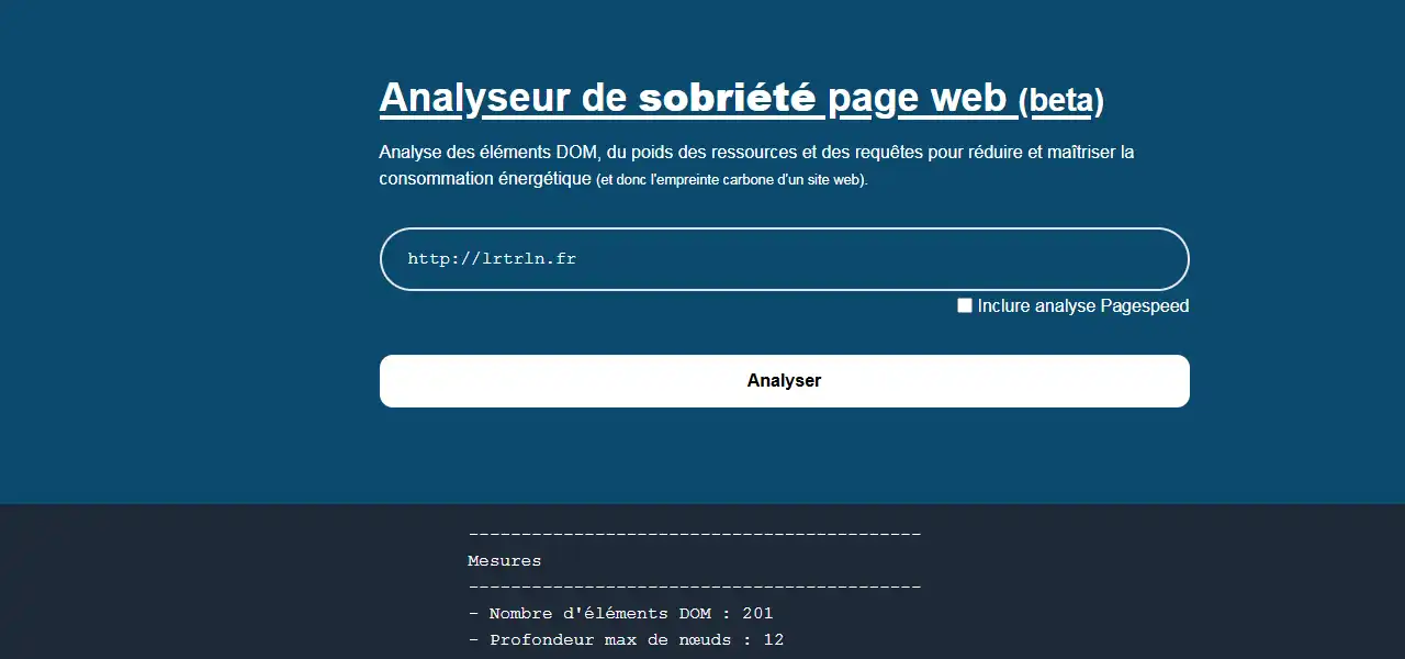 Analyseur de sobriété page web