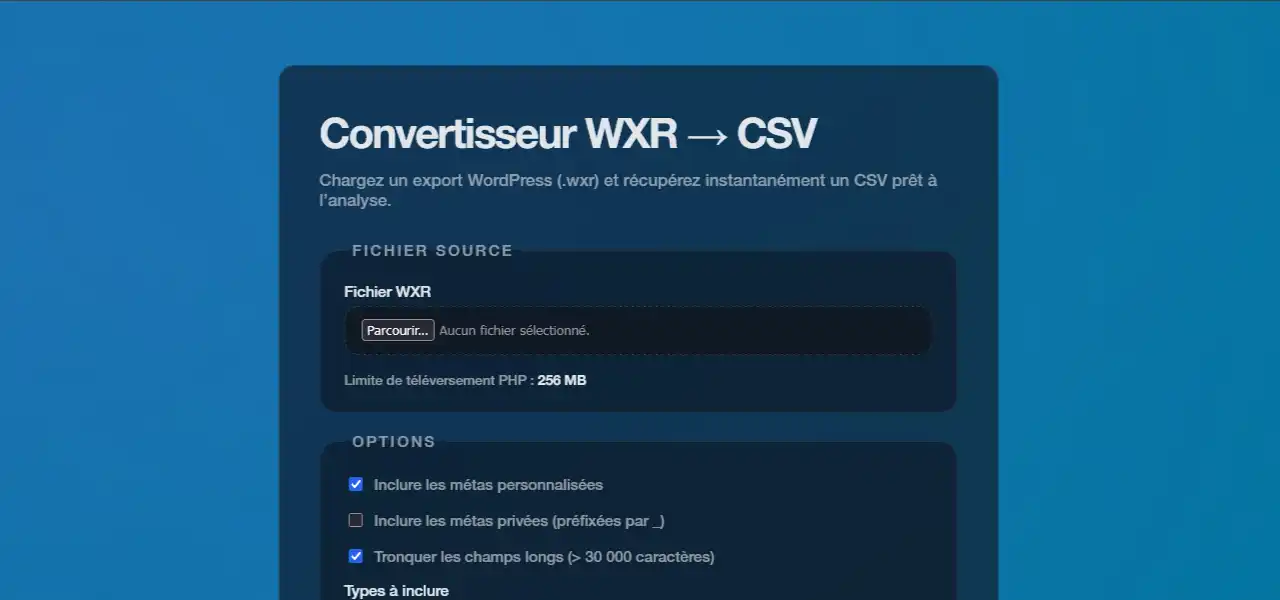 Convertisseur WXR → CSV